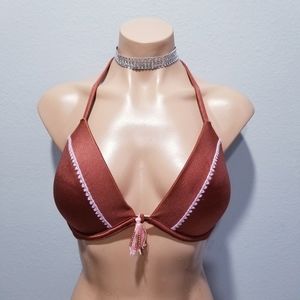 Shade & Shore Brown and Pink Bikini Top